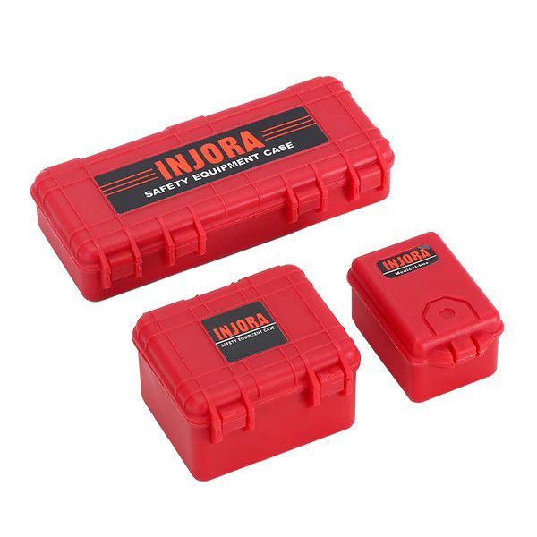 Injora RC Crawler Accessory Plastic Storage Boxes Decor Tool Red 3pc