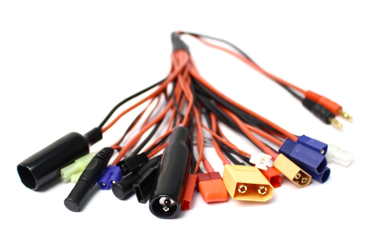 Racers Edge 300mm Wire 20 Function Charge Adapter to Male 4mm Bullets