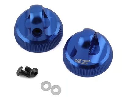 JConcepts Team Associated Fin Aluminum 13mm Shock Cap Blue 2pc