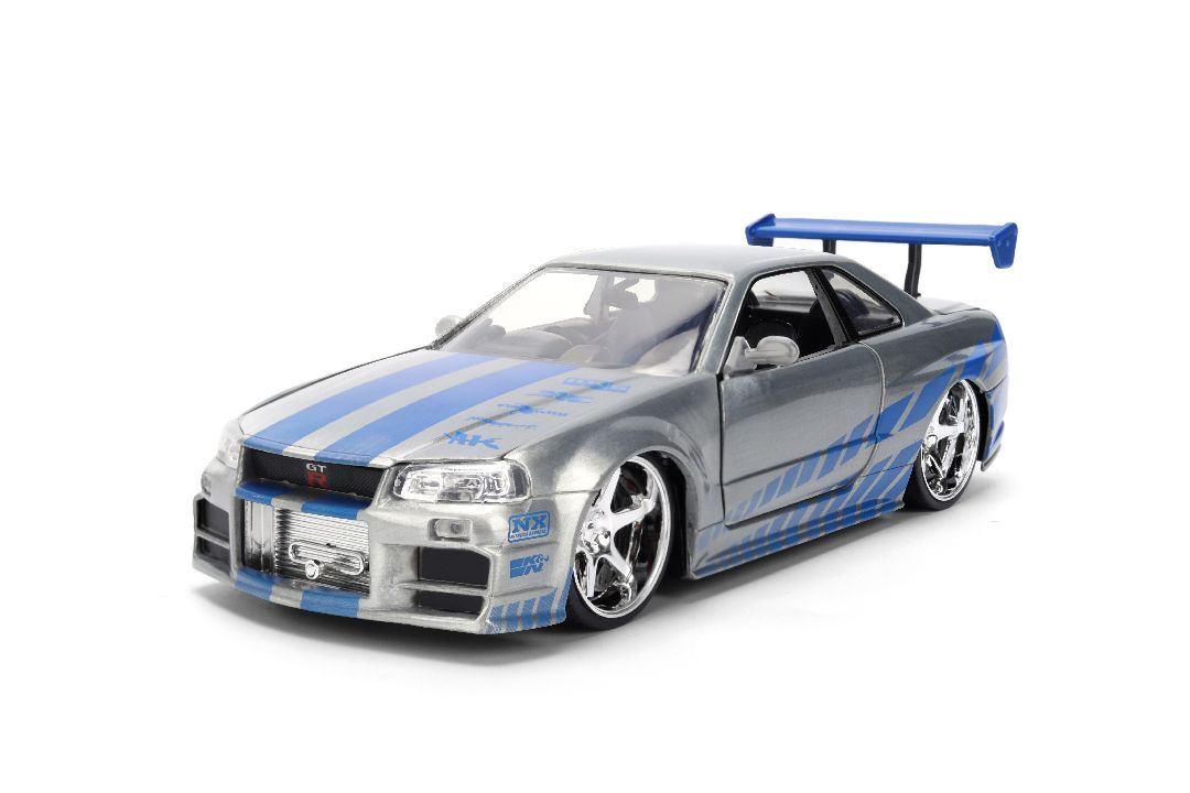 Jada Toys 1/24 Fast and Furious 25th Anniversary Brians Nissan Skyline GT-R Silver Color Brush Finish