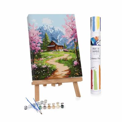 Winnies Picks Paint by Numbers Art Kit Mountain Chalet in Bloom 20x16in