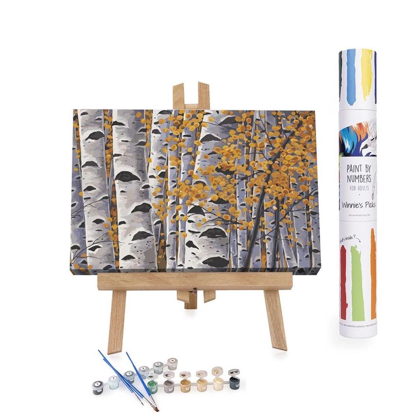 Winnies Picks Paint by Numbers Art Kit Autumn Birch Trees 16x24in