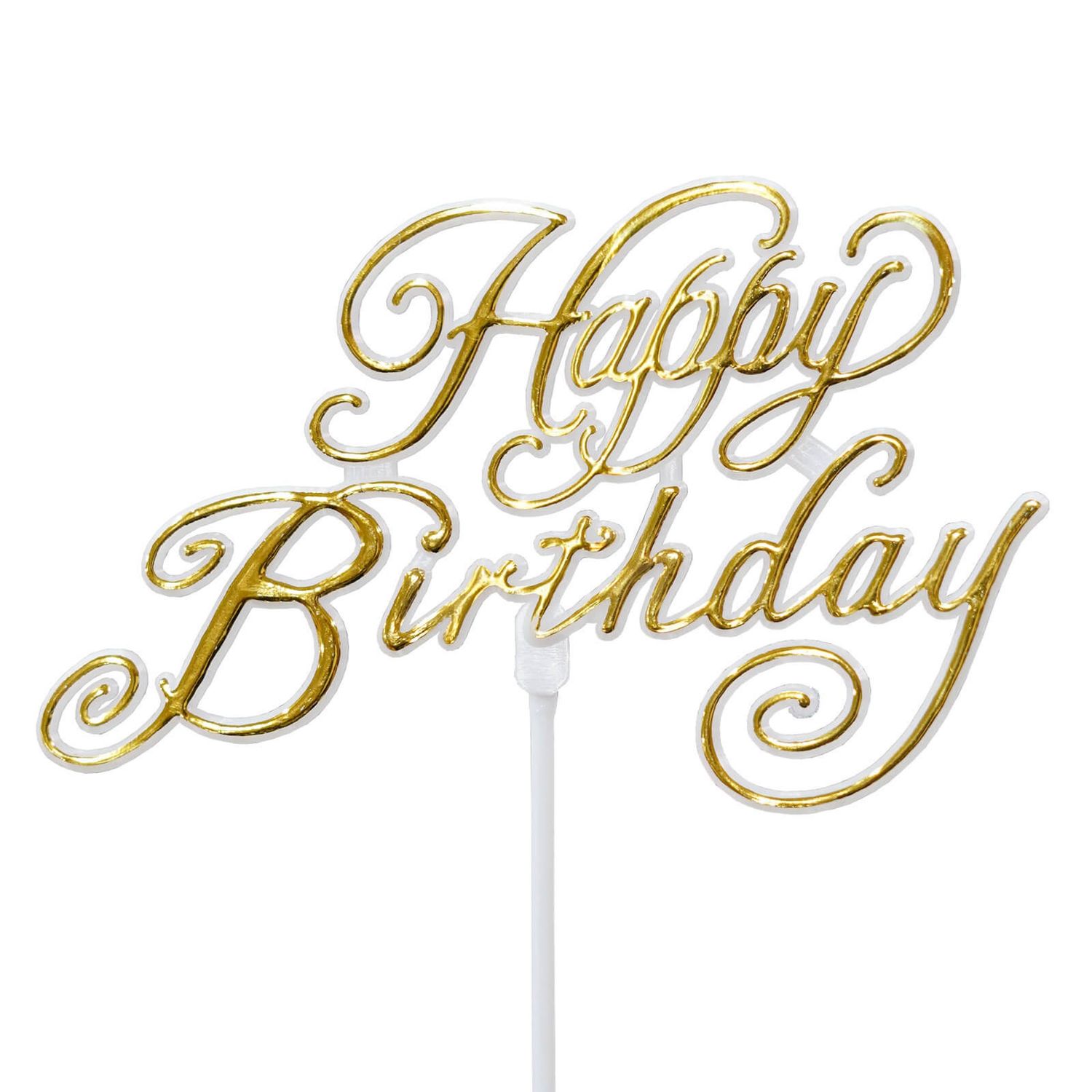 McCall's 9.5in Happy Birthday Gold Cake Pick