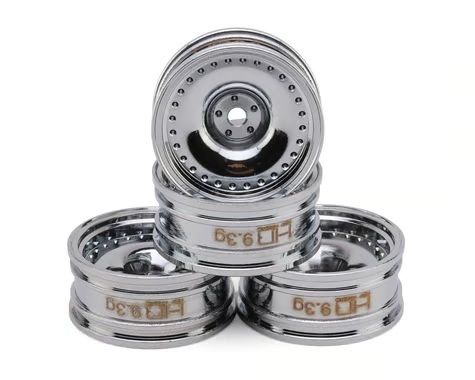 Hot Racing Axial SCX30 0.7in Brass Crawler 9.3g Wheels Chrome 4pc