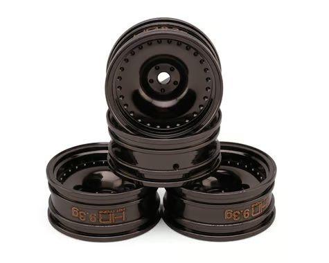 Hot Racing Axial SCX30 0.7in Brass Crawler 9.3g Wheels Black Chrome 4pc