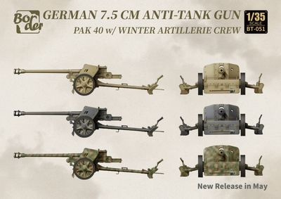 Border Model 1/35 German 7.5cm Anti-Tank Gun Pak 40 with Winter Artillerie Crew