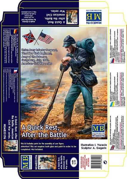 Masterbox Models 1/35 American Civil War Series Gettysburg July 1863 Union Army Infantry Sergeant 72nd  New York Army of the Potomac Quick Rest
