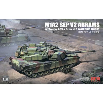 Rye Field Model 1/35 M1A2 Sep V2 Abrams Tank with Trophy APS and Crows Lp Workable Tracks
