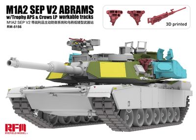 Rye Field Model 1/35 M1A2 Sep V2 Abrams Tank with Trophy APS and Crows Lp Workable Tracks