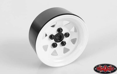 RC 4WD 1.9in 5 Lug Wagon Steel Stamped Beadlock Wheels White 4pc