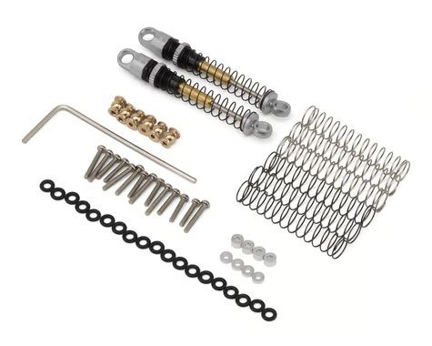 Injora SCX24 43mm Aluminum Threaded Double Barrel Long Travel Shocks Grey 2pc