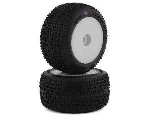 JConcepts Mini-B/Mini-T Twin Pin Pre-Mounted Rear Pink Compound Tires White 2pc
