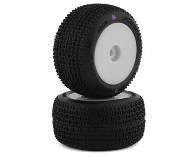 JConcepts Mini-B/Mini-T Twin Pin Pre-Mounted Rear Pink Compound Tires White 2pc