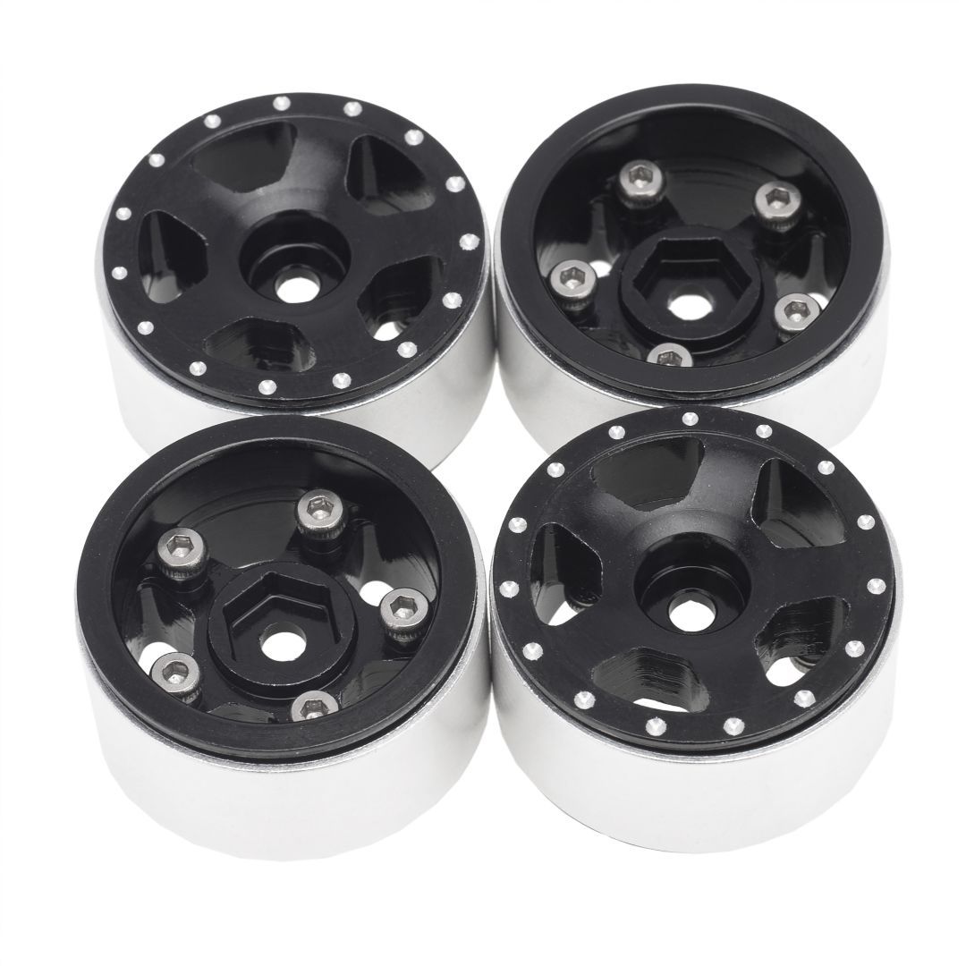 Hobby Details 1.0in CNC Aluminum Starfish Beadlock Wheels Black 4pc