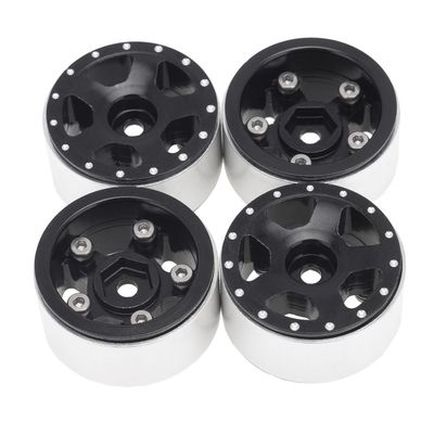 Hobby Details 1.0in CNC Aluminum Starfish Beadlock Wheels Black 4pc
