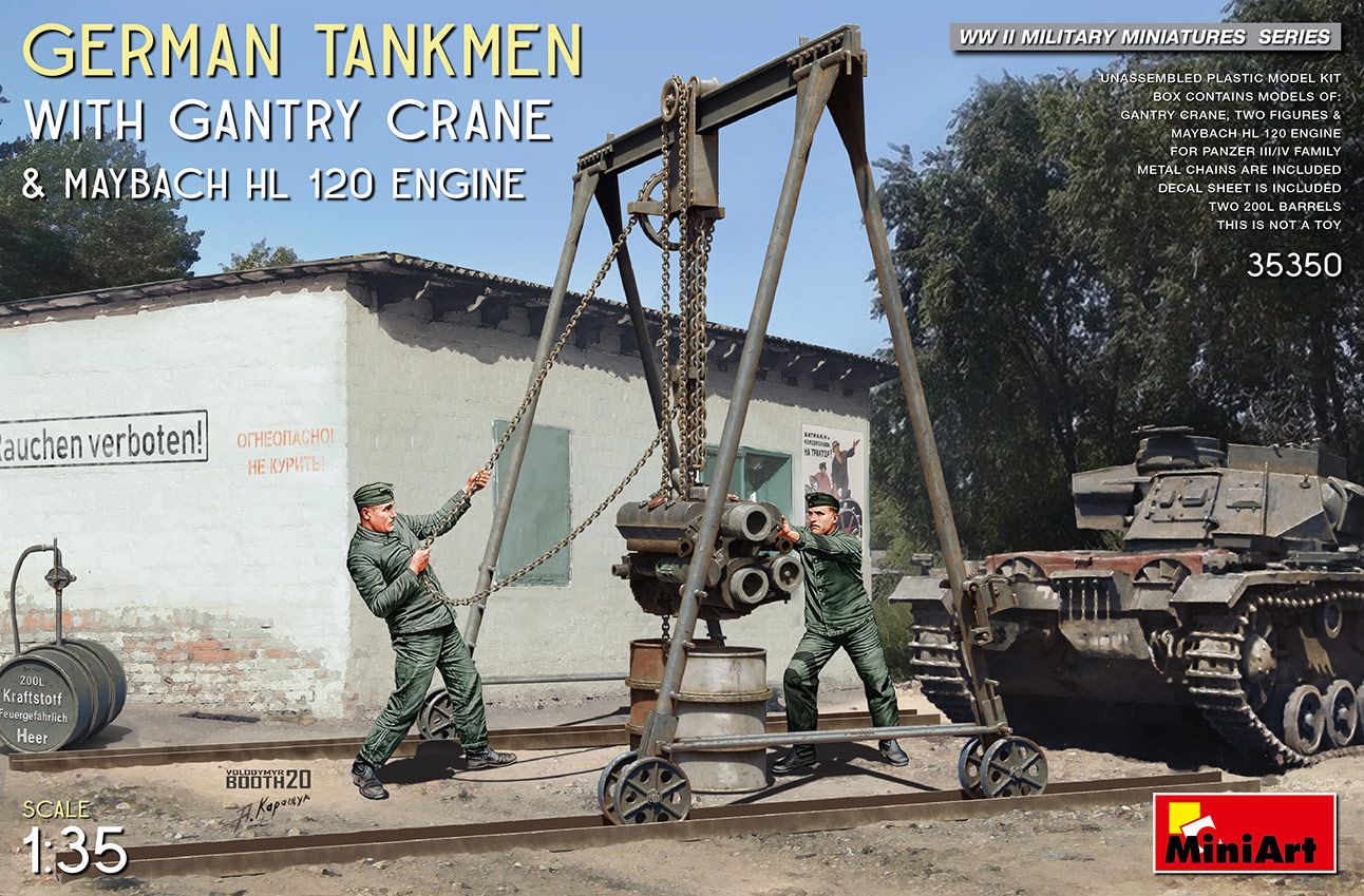 Miniart 1/35 German Tankmen with Gantry Crane and Maybach HL 120 Engine