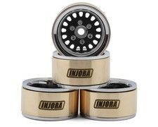 Injora 1.0in ModuWheel Brass and Aluminum -4.4mm Offset Micro Crawler Beadlock 21g Wheels Black 4pc