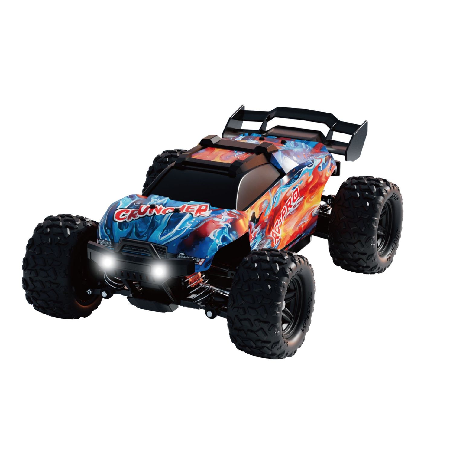 RC Pro 1/18 CRUNCHER RC Truck with Metal Drive Shaft, Metal Differentials and Oil Shocks Blue