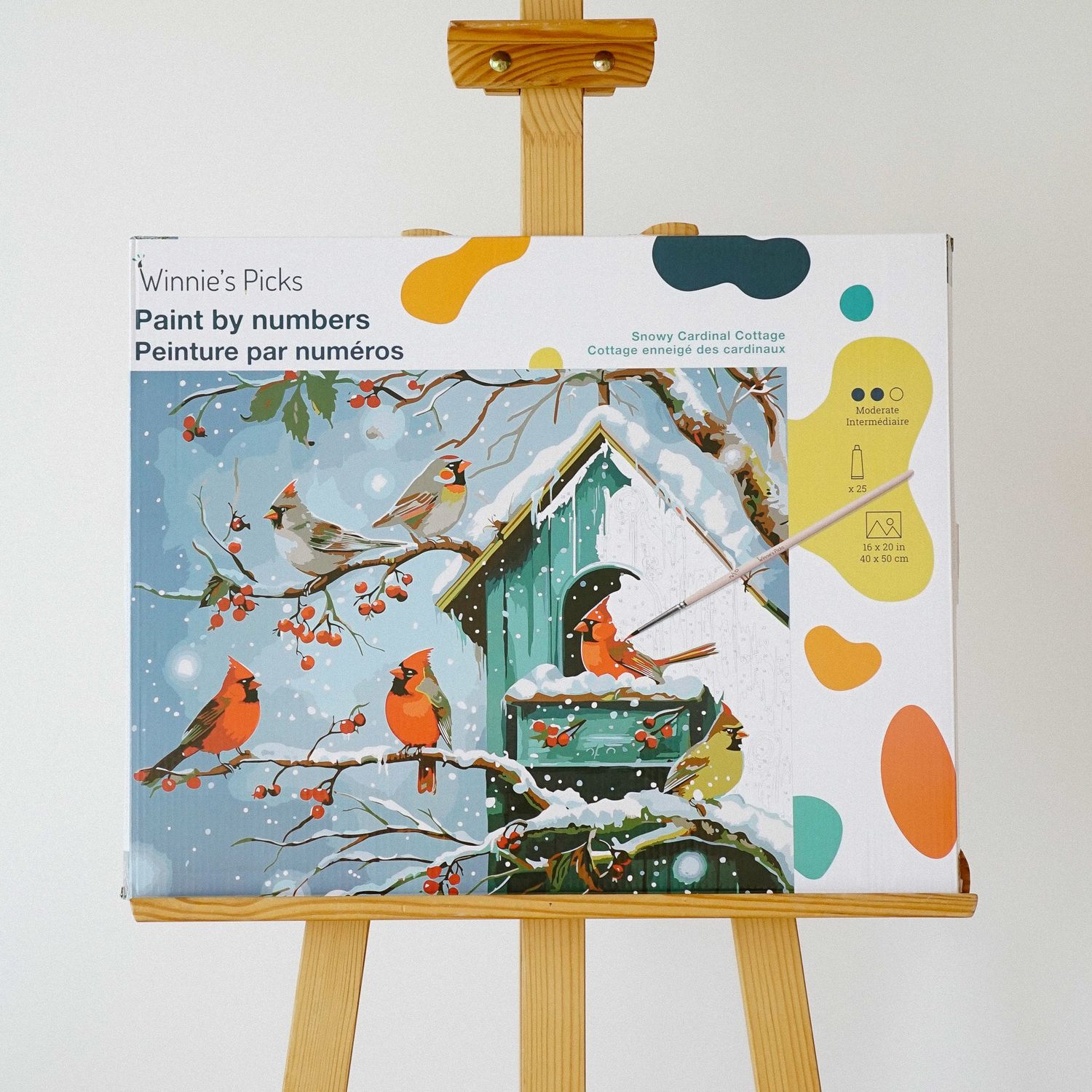 Winnies Picks Paint by Numbers Art Kit Snowy Cardinal Cottage