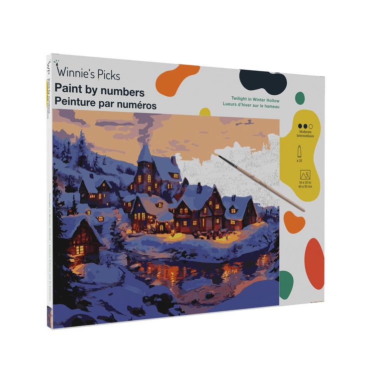 Winnies Picks Paint by Numbers Art Kit Framed Peaceful Snow Village