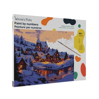 Winnies Picks Paint by Numbers Art Kit Framed Peaceful Snow Village