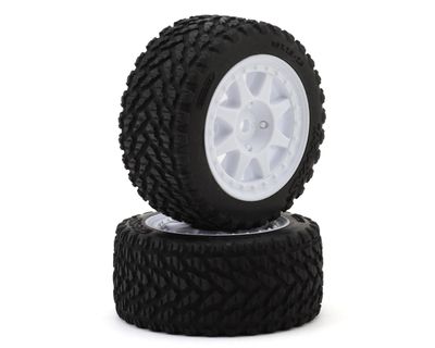 Traxxas Assembled and Glued Rear 2.0in Outer 2.6in Inner Dual Profile Rally Tires on White Wheels 2pc