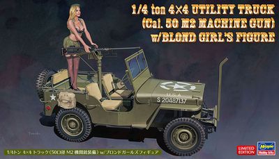 Hasegawa 1/24 1/4 Ton 4x4 Utility Truck Cal.50 M2 Machinegun with Figure