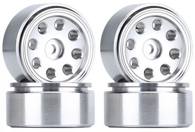 Hobby Details 1.0in CNC Aluminum Flower Eight-holes Beadlock Wheels Clear/Aluminum 4pc
