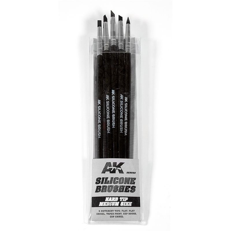 AK Interactive Medium Silicone Hard Tip Brushes 5pc