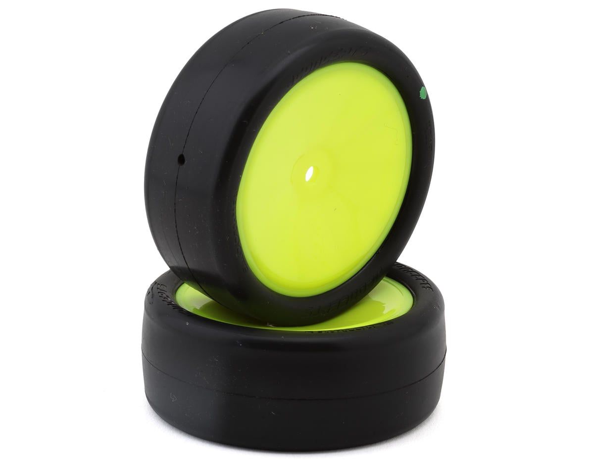 JConcepts Smoothie 3 2.2in Pre-Mounted 2WD Front Buggy Green Compound Tires with 12mm Hex Yellow 2pc