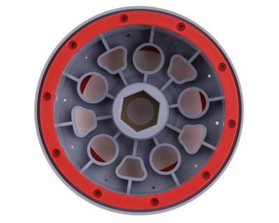 Team Losi Racing Front/Rear 1/5 Wheels Silver with Red Beadlock and 24mm Hex 2pc
