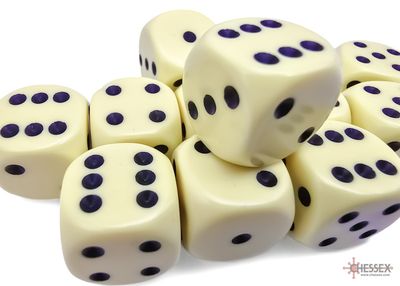 Chessex Opaque 16mm 12D6 Dice Set Pastel Yellow/Black