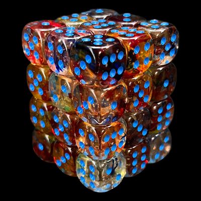 Chessex Nebula 12mm 36D6 Dice Set Primary/Turquoise Luminary