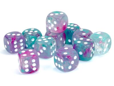 Chessex Nebula 16mm 12D6 Dice Set Wisteria/White Luminary