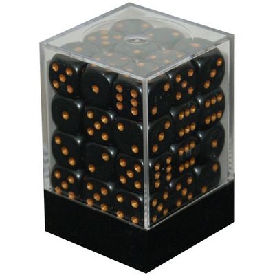 Chessex Opaque 12mm 36D6 Dice Set Black/Gold