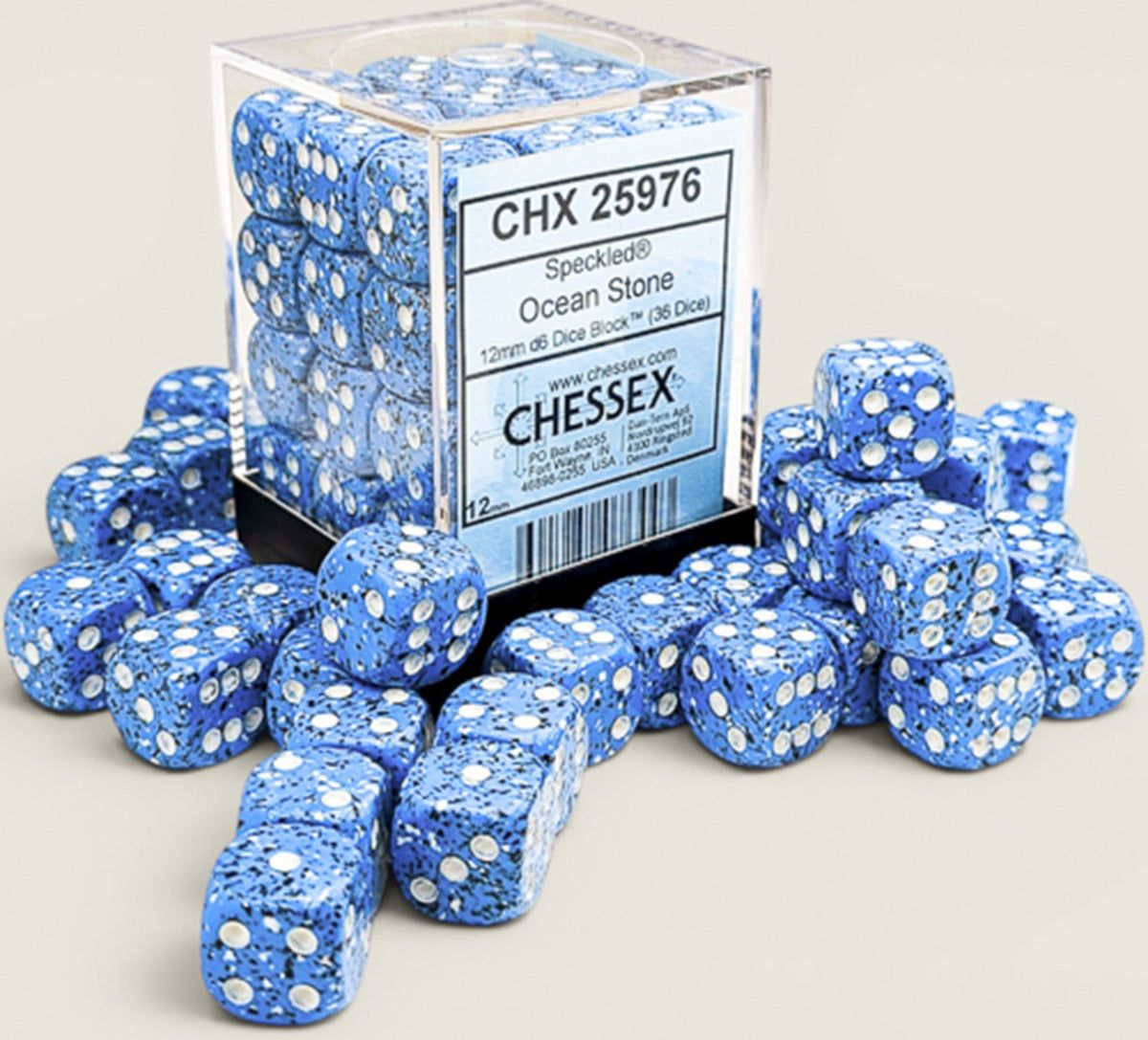 Chessex Speckled 12mm 36D6 Dice Set Ocean Stone