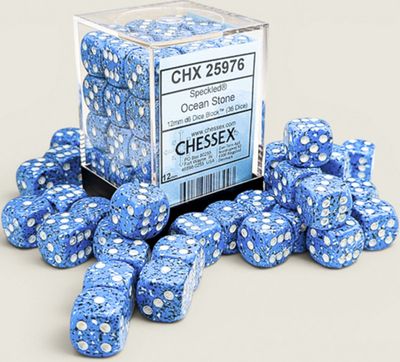 Chessex Speckled 12mm 36D6 Dice Set Ocean Stone