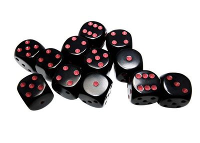 Chessex Opaque 16mm 12D6 Dice Set Black/Red