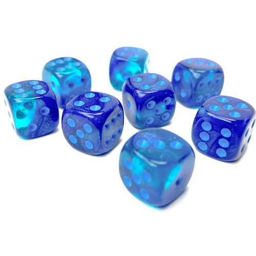 Chessex Gemini 12mm 36D6 Dice Set Blue-Blue/Light Blue Luminary