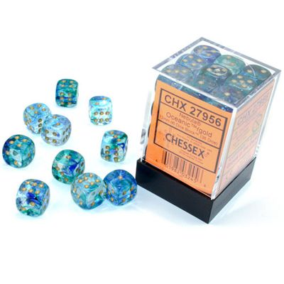 Chessex Nebula 12mm 36D6 Dice Set Oceanic/Gold Luminary