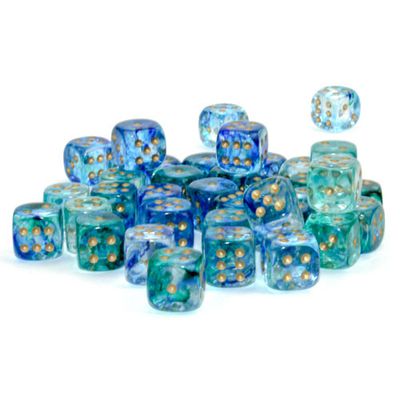 Chessex Nebula 12mm 36D6 Dice Set Oceanic/Gold Luminary