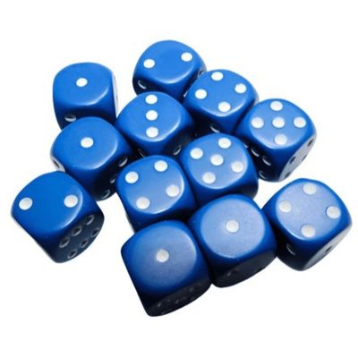 Chessex Opaque 16mm 12D6 Dice Set Blue/White