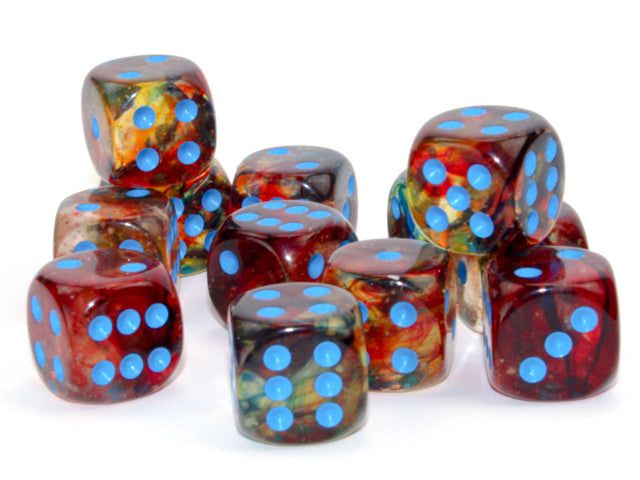 Chessex Nebula 16mm 12D6 Dice Set Primary/Turquoise Luminary