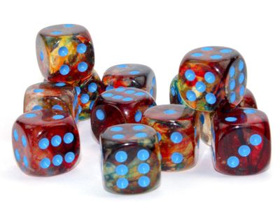 Chessex Nebula 16mm 12D6 Dice Set Primary/Turquoise Luminary