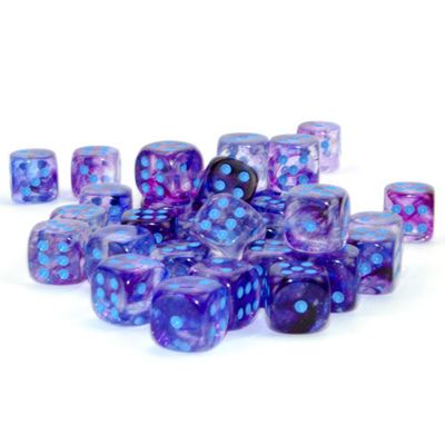 Chessex Nebula 12mm 36D6 Dice Set Nocturnal/Blue Luminary