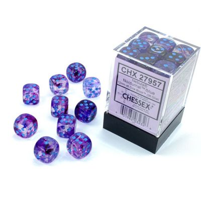 Chessex Nebula 12mm 36D6 Dice Set Nocturnal/Blue Luminary