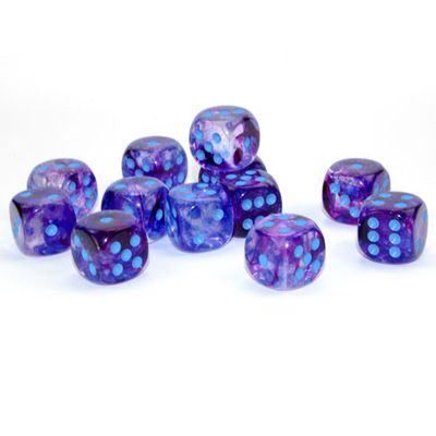 Chessex Nebula 16mm 12D6 Dice Set Nocturnal/Blue Luminary