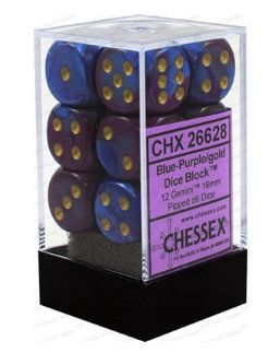 Chessex Gemini 16mm 12D6 Dice Set Blue-Purple/Gold