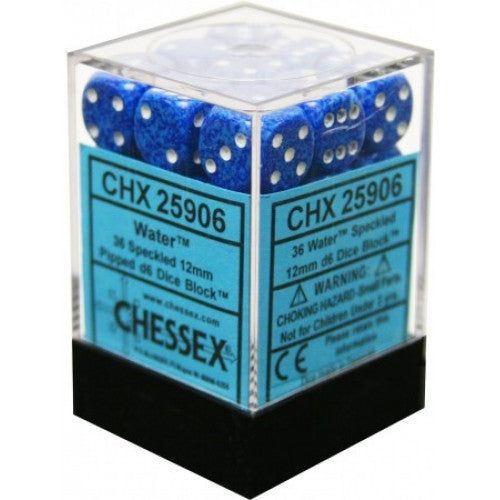 Chessex Speckled 12mm 36D6 Dice Set Water