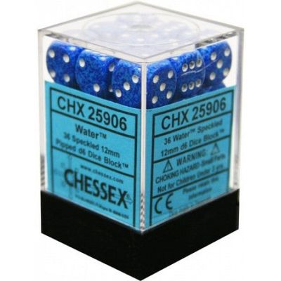 Chessex Speckled 12mm 36D6 Dice Set Water